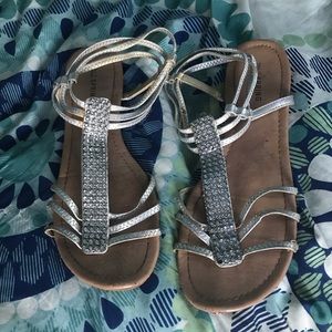 Silver Rhinestone Sandals